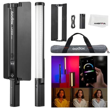 Godox LC500 mini LED Light Stick, 2500K-8500K Adjustable, 11 FX Lighting Effects, CRI 95 TLCI 96 Accurate Color, 0-100% Dimmable Support APP Control with Carry abg