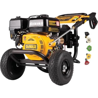 DeWalt DXPW3425E-S 3400 PSI Gas Pressure Washer, 2.5 GPM Axial Cam Pump, 208cc Recoil with Electric Start Engine, Spray Gun and Wand, 5 QC Nozzles, 5/16-in. x 25-ft. Hose, 49-State