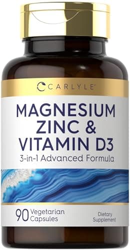 Carlyle Magnesium Zinc and Vitamin D3 | 90 Capsules | 3-in-1 Advanced Formula | Vegetarian, Non-GMO and Gluten Free