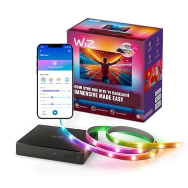 WiZ Connected HDMI Sync Box with TV Backlight - Sync to Movies, Games & Music - HDMI 2.0 Supports 4K 60Hz -RGBIC LED Strip 55-65 Inch TVs - Requires External Video Source