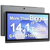 MESWAO 14.1 Inch Android Tablet, Android 13 Large Screen Tablet with1080P Full HD, 6G+128G+1TB-Expand, WiFi 5, 8 Core Processor, MTK 6769 CPU, 10000 mAh Long Lasting Battery, 5+13MP Cameras-Grey