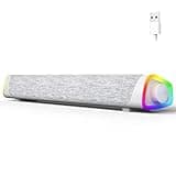SOULION R30 Plus Bluetooth Computer Speakers for PC Desktop, 6 Modes LED Lights with All-in-one Control Button, Wired USB Powered Sound Bar, Surround Sound Portable SoundBar for Monitor Laptop Phone
