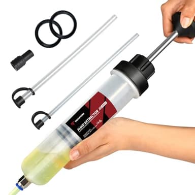 Thorstone 200cc Automotive Fluid Extractor Pump, Manual Oil Change Syringe with 2pcs 22cm PVC Suction Tubes