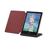Introducing Amazon Kindle Colorsoft Signature Edition Essentials Bundle including Kindle Colorsoft Signature Edition (32GB)- Black, Premium Leather Cover-Ruby and Wireless Charging Dock