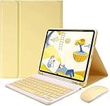 AnMengXinLing Keyboard Case for iPad Mini 7th(A17 Pro) 2024/Mini 6th Generation with Mouse,Case for iPad mini7/mini6 with Detachable Wireless Keyboard Pencil Holder Slim Smart Cover, Yellow