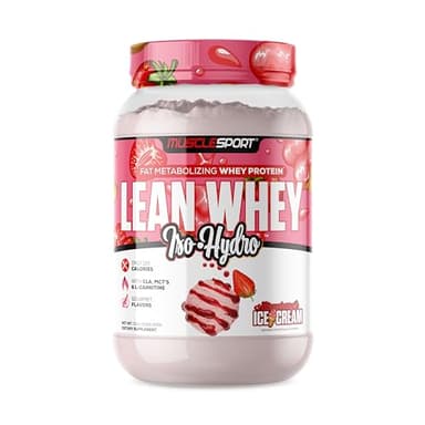 Musclesport Lean Whey Revolution™ Protein Powder - Whey Protein Isolate - Low Calorie, Low Carb, Low Fat, Incredible Flavors - 25g Protein per Scoop (2LB, Strawberry)