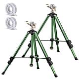 Pattiumo Impact Sprinkler on Tripod Base, 2 Pack Lawn Sprinklers for Yard - 360 Degree Large Area Water Sprinkler - Heavy Duty with 3/4 Inch Connector and Extension Legs - Flip Locks