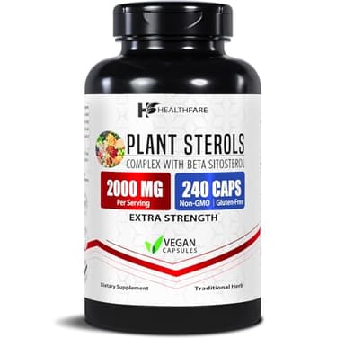Healthfare Plant Sterols Capsules 2000mg | 240 Vegan Capsules | Beta Sitosterol & Phytosterol Complex | Plant-Based Supplement | Non-GMO & Gluten-Free | Made in The USA
