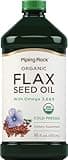 Piping Rock Flaxseed Oil | 16 fl oz | with Omega 3, 6, & 9 | Organic Cold Pressed | Non GMO, Gluten Free Supplement