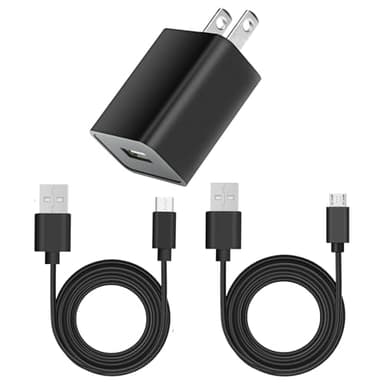 5V 2A Power Adapter USB Wall Charger 10W with USB Type C and Micro USB Port Cables, Compatible with DC 5 Volt Kindle, Speaker, Headphones, Samsung Galaxy Phones, Android, Tablets, TV Remotes & More.