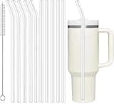 PROOCI 12" Reusable Straws for Stanley/Yeti 30oz-40oz Cup Tumbler, 10-Pack Long Plastic Straws with Cleaning Brush, Clear Bend Replacement Straw for Drinking Smoothie, Milkshake | Food Grade Tritan