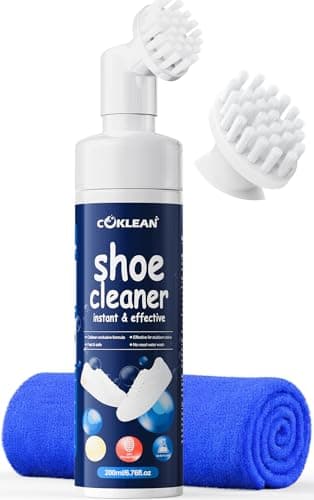 Coklean Water-free Sneaker Cleaner, White Shoe Cleaner Kit 6.76 OZ Foam for Tennis Shoes, Running, Golf, PU, Nubuck, Sole