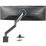 VIVO Premium Aluminum Heavy Duty Monitor Arm for Ultrawide Screens up to 49 inches and 33 lbs, Single Wall Mount, Pneumatic Height, Max VESA 100x100, Black, STAND-V101G1