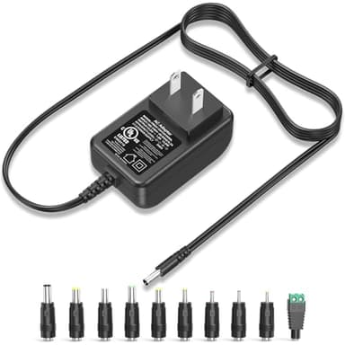 UL Listed 12V 1A 0.8A 0.5A Power Supply 12W Charger AC Adapter 12.0V 1000mA 800mA 600mA 500mA 300mA Regulated 12 Volt DC Switching Power Cord Plug with 10 Interchangeable Jacks PERFEIDY