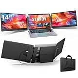 Laptop Screen Extender, 14" FHD 1080P Triple Portable Laptop Screen Extender Monitor for 13"-16.5" Laptop with Stand Dual Monitors Built-in Speakers, Laptop Monitor Extender for MacOS/Wins/Chrome/Dex