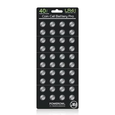 POWEROWL High Capacity LR41 Batteries 40 Pack, AG3 L736 392 384 192 Premium Alkaline Battery 1.5V Button Coin Cell Batteries