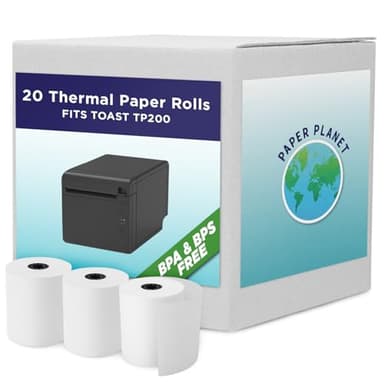 Phenol-Free Thermal Receipt Paper for Toast TP200 Thermal Printer by Paper Planet | Washington & California Compliant | 20 Rolls: BPA & BPS free