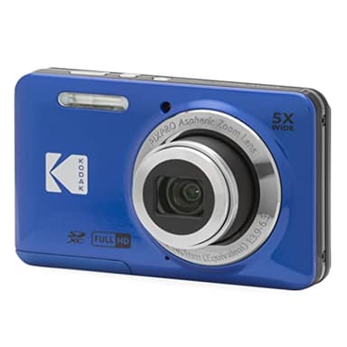 Kodak PIXPRO FZ55-BL 16MP Digital Camera 5X Optical Zoom 28mm Wide Angle 1080P Full HD Video Li-Ion Battery 2.7" LCD Vlogging Camera (Blue)