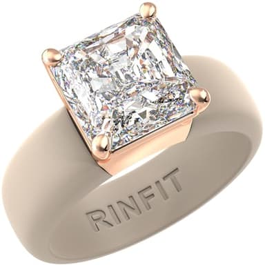 Rinfit Silicone Ring with Stone - Princess Cut Cubic Zirconia Solitaire Engagement Ring for Women - Rubber Wedding Bands - Nude/Rose Gold - Size 6