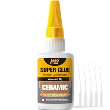 Ceramic Super Glue Liquid, Clear Instant Cyanoacrylate Adhesives for Ceramic Repair Food Safe, All Purpose CA Glue for Shoe Plastic Leather Glass Model Metal Wood Pottery Porcelain Mugs Clay Dishes