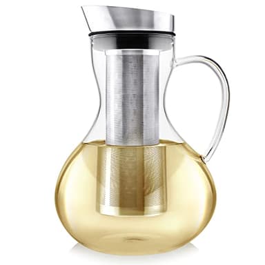 Teabloom Multi-Brew Glass Teapot + Kettle + Pitcher (51 OZ / 1.5 L / 6 CUPS) – Brew and Serve Hot Tea, Iced Tea, Cold Brew Tea and Fruit Infused Water – Formosa Tea Maker