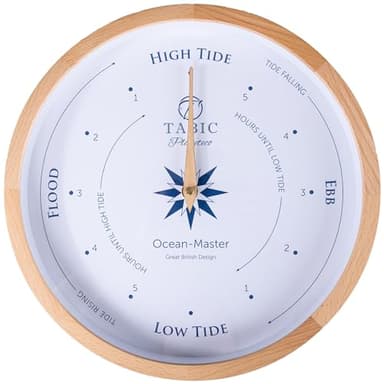 Tabic Planeteco Ocean Master Tide Clock - Stylish Home Decor Accessory with High-Low Tide Display - Elegant Wall Clock Design - Ideal for Planning Beach and Ocean Activities - Natural Stain