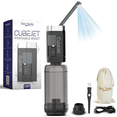 BIDET BUDDY® CubeJet Portable Bidet | Rechargeable Electric Travel Bidet for Travel, Camping & Home | Ultra High Pressure USB-C Hygiene Device with Seat-Bidet-Level Cleaning Power - Obsidian Drift