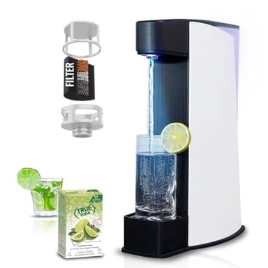 Carbon8 Sparkling Water Maker Machine, Home Soda Stream Machine, Screw-In CO2 Carbonator, Countertop Water Mineralizer, Seltzer Soda Maker Dispenser, CO2 Cylinder Not Included, White