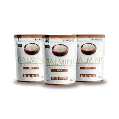 Palmini Rice | Low-Carb, Low-Calorie Hearts of Palm Rice | Keto, Gluten Free, Vegan, Non-GMO, Healthy | As seen on Shark Tank | (12 Ounces Pouches - Pack of 3)