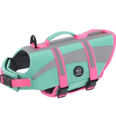 EMUST Life Vests for Dogs, Lightweight Small/Medium/Large Dog Life Preserver, XL Dog Life Jacket for Swimming/Boat/Water, Life Jacket for Large Dogs, NewTurquoise, XL