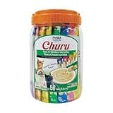INABA Churu Cat Treats, Grain-Free, Lickable, Squeezable Creamy Purée Cat Treat/Topper with Vitamin E & Taurine, 0.5 Ounces Each Tube, 50 Tubes, Tuna & Chicken Variety