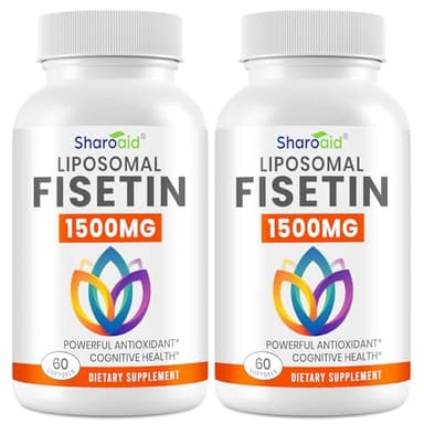 1500mg Fisetin Supplements - Powerful Absorption with Liposomal Delivery,98% Pure Fisetin,Polyphenol Antioxidant for Healthy Aging,Non-GMO - 2 Bottles, 120 Softgels for Adults