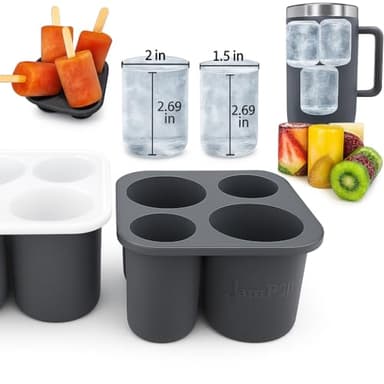 Large 2+ inch cylinder Ice Cubes for Tumblers, Stanley cup accessories, Silicone ice cube tray, makes solid slow melt cubes for cocktails, travel and sport water bottles, Whiskey, popsicles molds