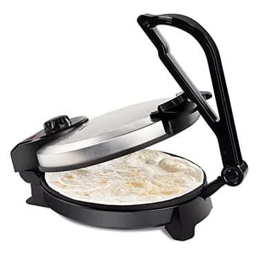 CucinaPro Electric Tortilla Maker - 10" Roti, Flatbread, Non-Stick Cooking Plates with Ready Light and Cord Wrap, Make Homemade Flour Tortillas, Chapati More- Easy to Use w Recipes, Fun for Party Meal