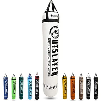 Outslayer Muay Thai Heavy Bag (Muay Thai 6ft 130 lbs, White/Black) - Without D-Ring
