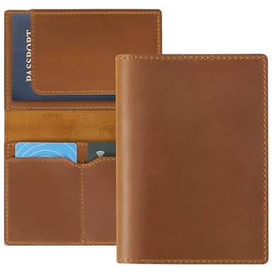 Jack&Chris Leather Passport Holder, Handmade Passport cover, Travel Wallet Cover Case for Men and Women, Leather Travel Documents Organizer Protector, JC107