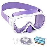 Kids Swim Goggles, Anti-Leak Snork Mask with Nose Cover & Elastic Fabric Strap, UV Protection Swimming Goggles for Kids Boys Girls