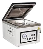 MEAT! Chamber Vacuum Sealer with 12" Sealing Bar, Adjustable Seal Time, Vacuum Gauge, and Vacuum Bag Sampler Pack for Preserving Meat and Vegetables