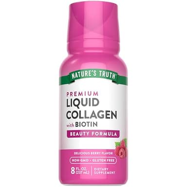 Nature's Truth Liquid Collagen Supplement with Biotin | Type 1 & 3 | Berry Flavor | 8 fl oz | Non-GMO & Gluten Free