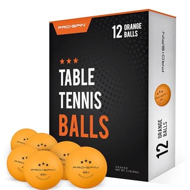 PRO-SPIN Ping Pong Balls - 3-Star Premium Orange Table Tennis Balls | High-Performance 40+ ABS Professional Quality | Ultimate Durability for Indoor & Outdoor Ping Pong Tables (Pack of 12)