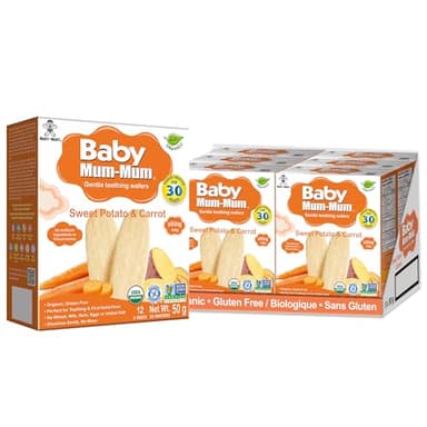 Hot-Kid Baby Mum-Mum Rice Rusks, Organic Sweet Potato & Carrot, 24 Pieces (Pack of 6)
