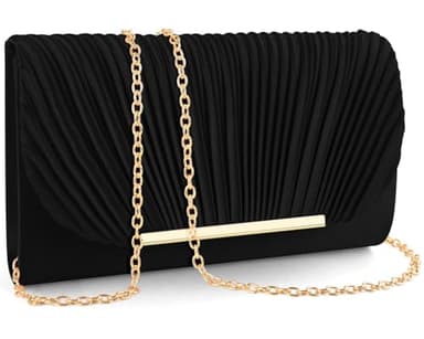 TINDTOP Clutch Purses for Women Evening Handbags for Formal Wedding Party Cocktail Prom Crossbody Shoulder Envelope Bag (Black)