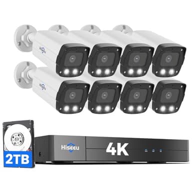 Hiseeu 8MP PoE Security Camera System, 8 Pcs IP Security Cameras