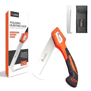 ProSSS Folding Bone Meat Saw for Hunting and Butchering,1PC Replaceable Blade, 65Mn Spring Steel Blade, 3 Angles to Lock, Triple Ground Saw Teeth with A Storage Bag