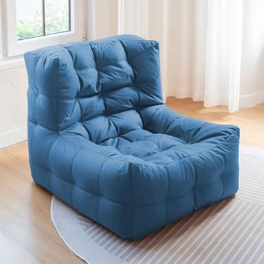Bean Bag Chairs for Adults, (No Filler) Big Bean Bag Cover Lounger Chairs, Waterproof Bean Bag Lazy Sofa for Living Room, Bedroom or Balcony (Blue)