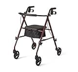 Medline Ultralight Rollator with 6" Wheels, Burgundy