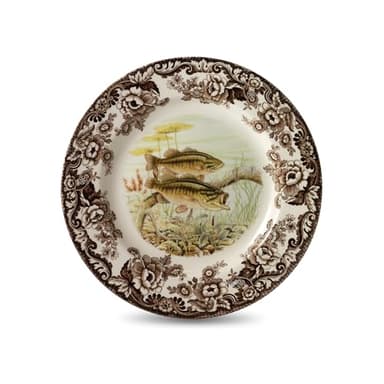Spode Woodland Salad Plate, Bass | 8 Inch Plate for Salads, Desserts and Sides | Cabin Cottage Lodge Dinnerware | Made in England from Fine Earthenware | Microwave and Dishwasher Safe