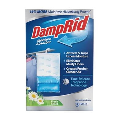 DampRid Fresh Scent Hanging Moisture Absorber, 16 oz., 3 Pack - Eliminates Musty Odors for Fresher, Cleaner Air, Ideal Moisture Absorbers for Closet, 14% More Moisture Absorbing Power*