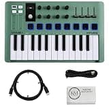 Arturia MiniLab 3 Compact MIDI Keyboard and Pad Controller (Mint Green) Bundled with MIDI Cable + Microfiber Cleaning Cloth (3 Items)