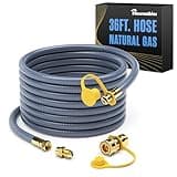 Natural Gas Hose, Natural Gas Line, Flexible, CSST, 1/2 Inch, Quick Connect For Outdoor Grill, BBQ, Generator, Patio Heater, Appliance, Propane, Oven, CSA Certified, Male to 3/8 Female Adapter, 36 FT